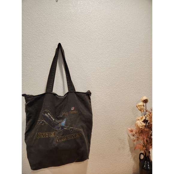 Vintage 80s United Airlines Canvas Tote‎ Augusta Sportswear USA YKK 16"x16" rare - Picture 1 of 11